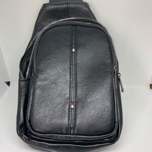 Tommy Hilfiger NWT black faux Leather Sling Bag  the Westend- Minimal Crossbody